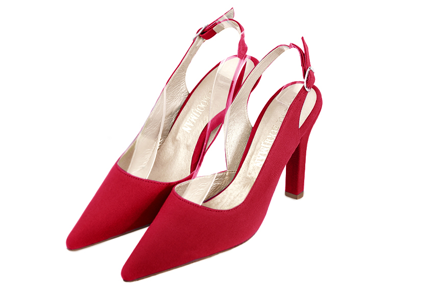 French elegance and refinement for these cardinal red dress slingback shoes, 
                available in many subtle leather and colour combinations. This charming, timeless pump with a back strap will be perfect for any type of occasion.
To be personalized with your materials and colors.  
                Matching clutches for parties, ceremonies and weddings.   
                You can customize these shoes to perfectly match your tastes or needs, and have a unique model.  
                Choice of leathers, colours, knots and heels. 
                Wide range of materials and shades carefully chosen.  
                Rich collection of flat, low, mid and high heels.  
                Small and large shoe sizes